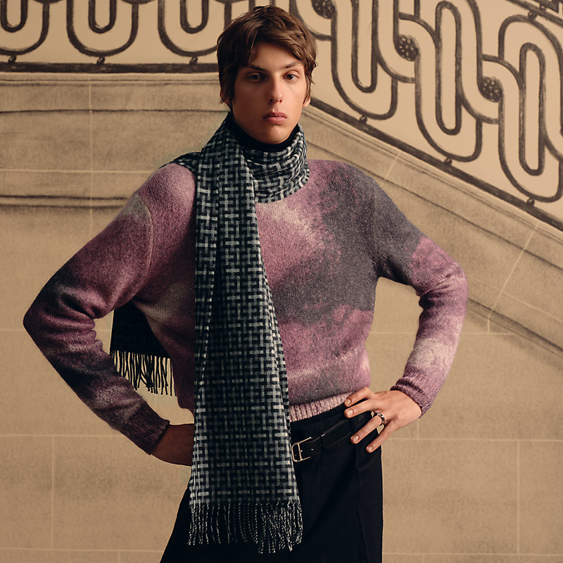 H Ecossais scarf - Grey | Hermès Canada